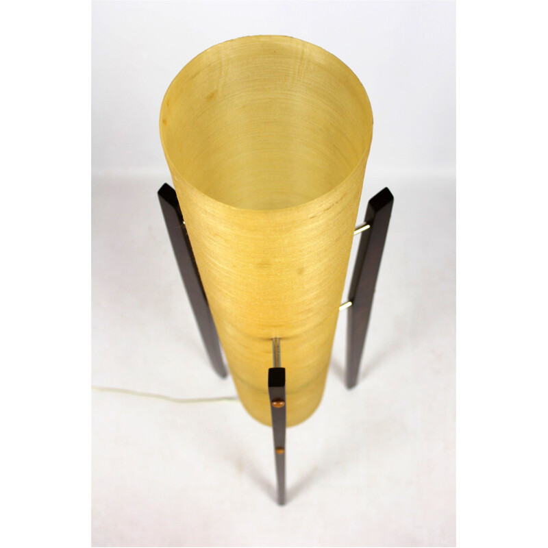 Vintage Rocket floorlamp for Novoplast Sered in yellow fiberglass 1960