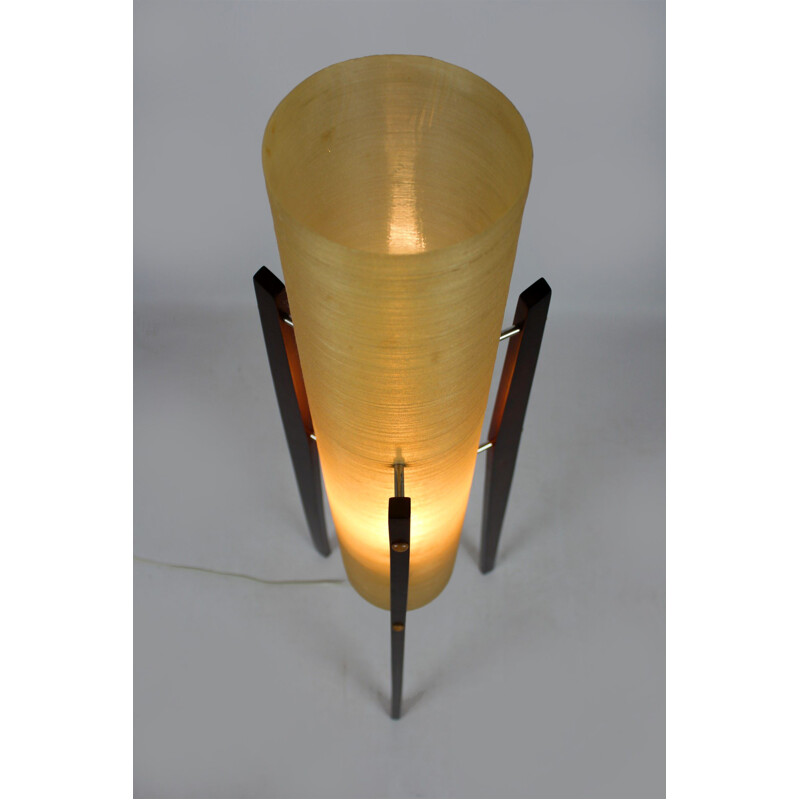 Vintage Rocket floorlamp for Novoplast Sered in yellow fiberglass 1960