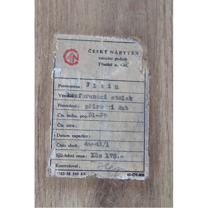 Table basse vintage tripode pour Cesky Nabytek en bois 1960