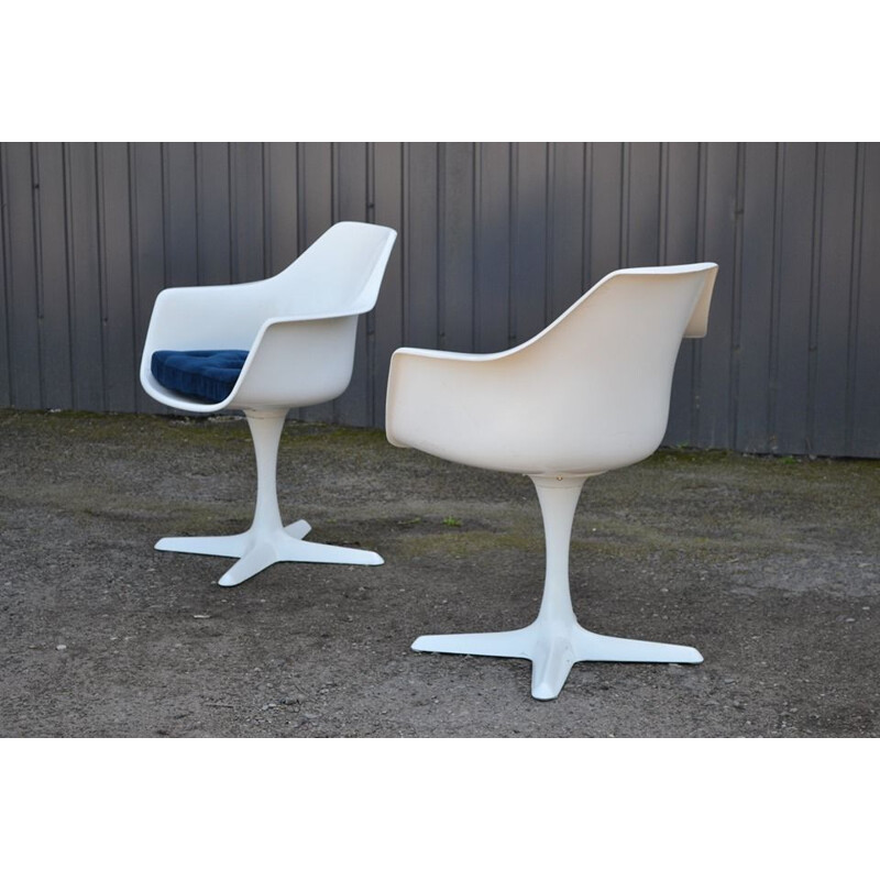 Set of 4 vintage model 116 chairs for Arkana in white plastic and metal 1960