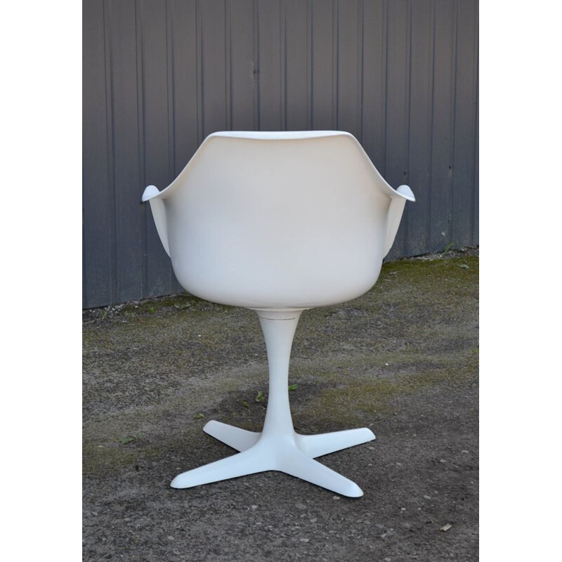 Set of 4 vintage model 116 chairs for Arkana in white plastic and metal 1960