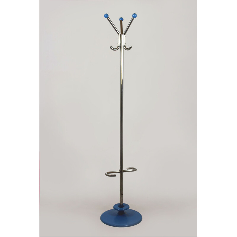Vintage coat rack with umberella stand in chrome steel 1940