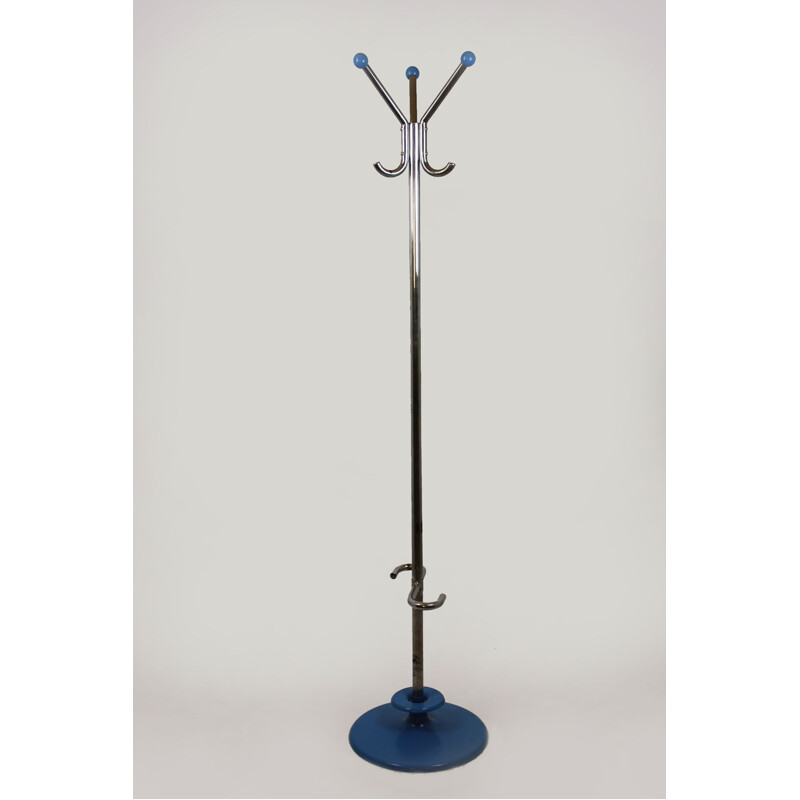 Vintage coat rack with umberella stand in chrome steel 1940