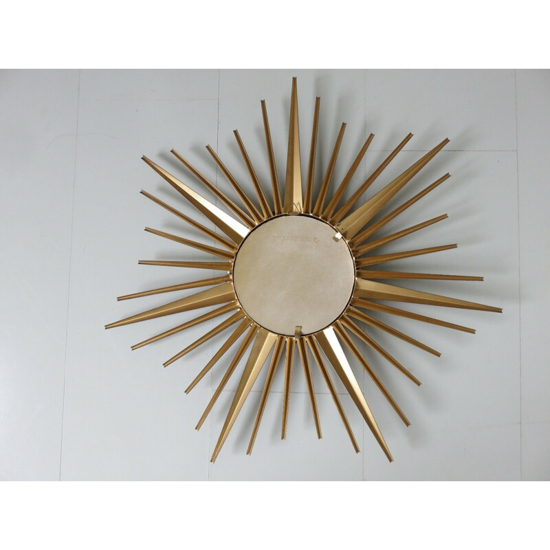 French vintage sun mirror in gold metal 1960
