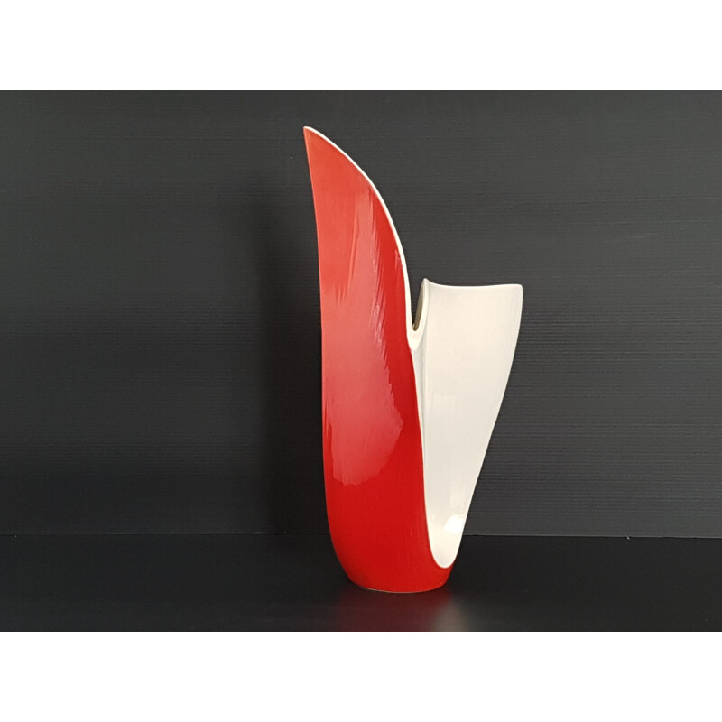 Vintage vase by Vibi Torino in red ceramic 1950