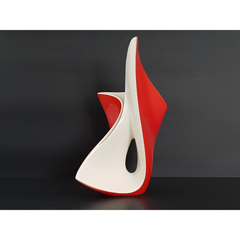 Vintage vase by Vibi Torino in red ceramic 1950