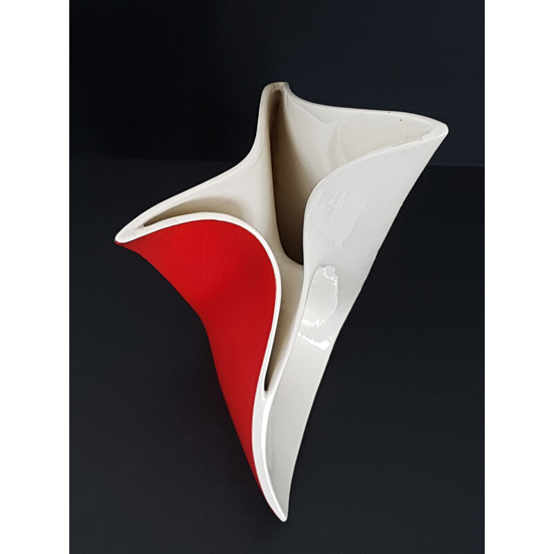 Vintage vase by Vibi Torino in red ceramic 1950