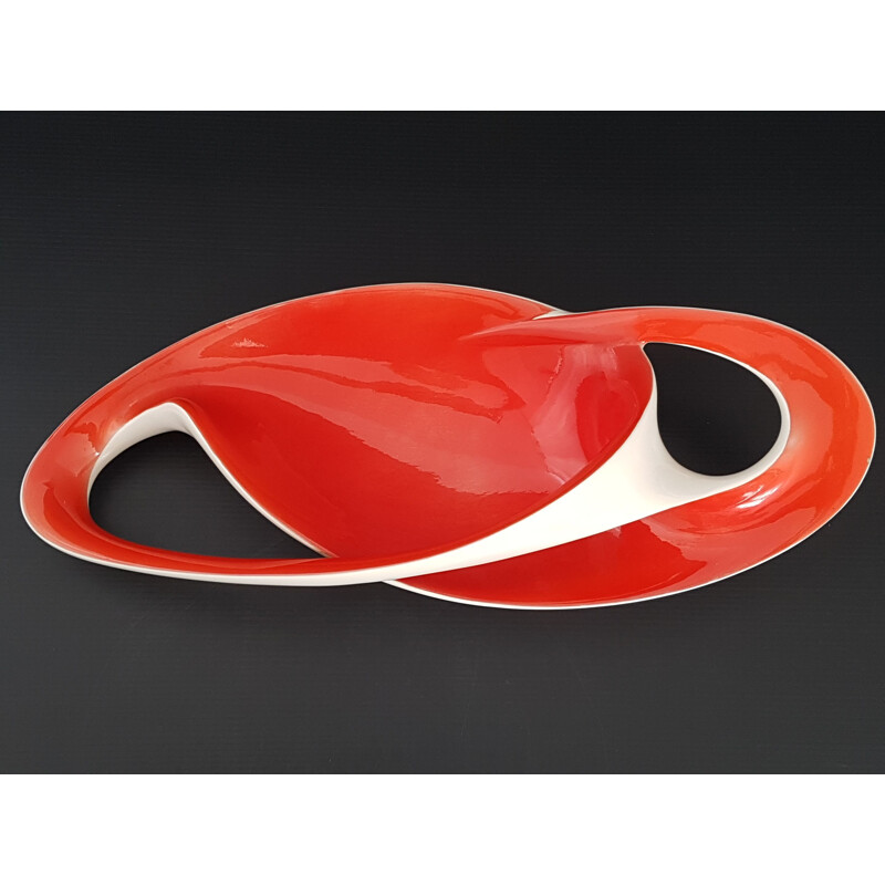 Coupe à fruits vintage pour Vibi Torino en céramique rouge 1950