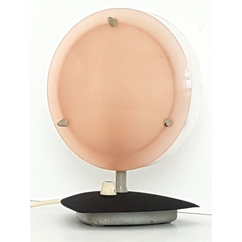 Pink Italian vintage lamp in plexiglas and steel 1950