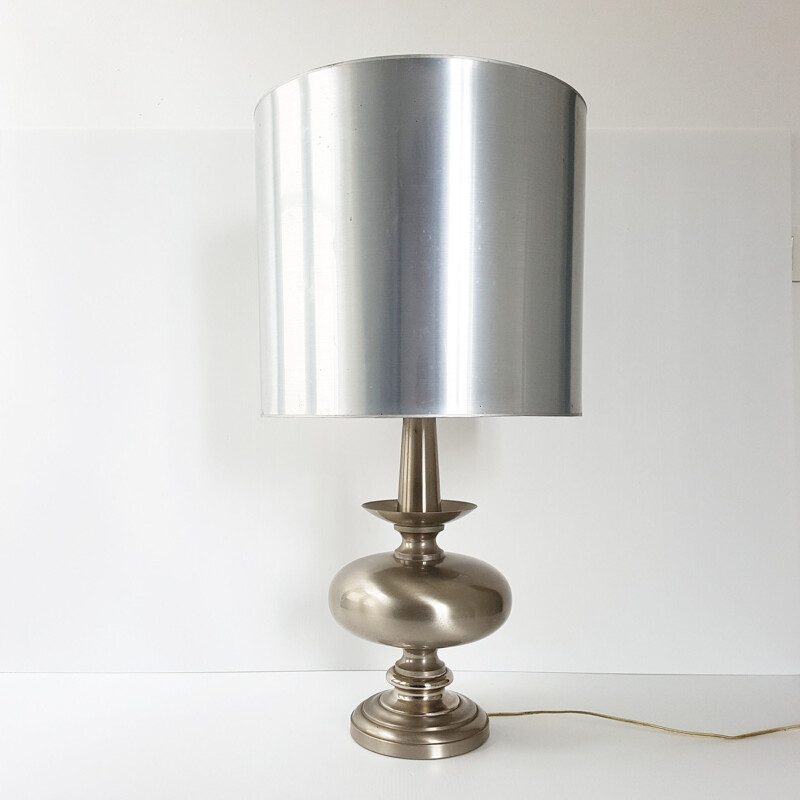 Vintage lamp in silver plated steel, France 1970s