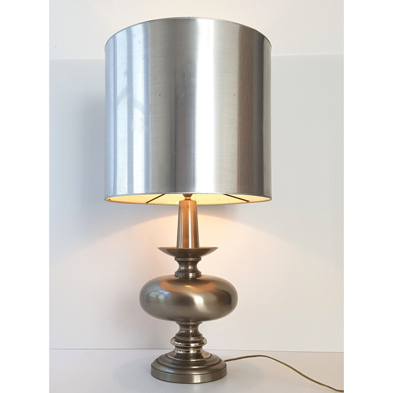 Vintage-Lampe aus versilbertem Stahl, Frankreich 1970