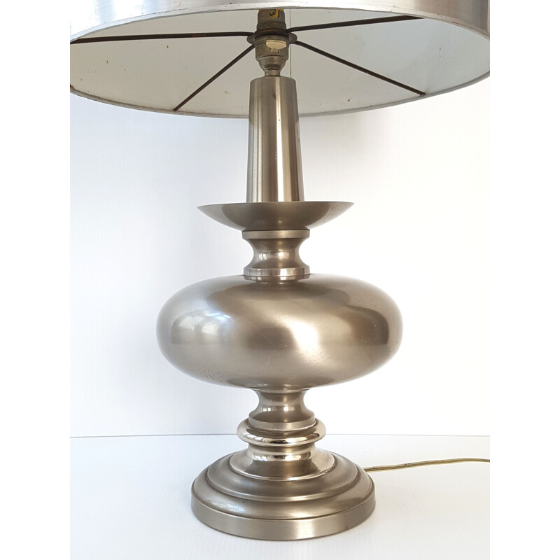 Vintage lamp in silver plated steel, France 1970s