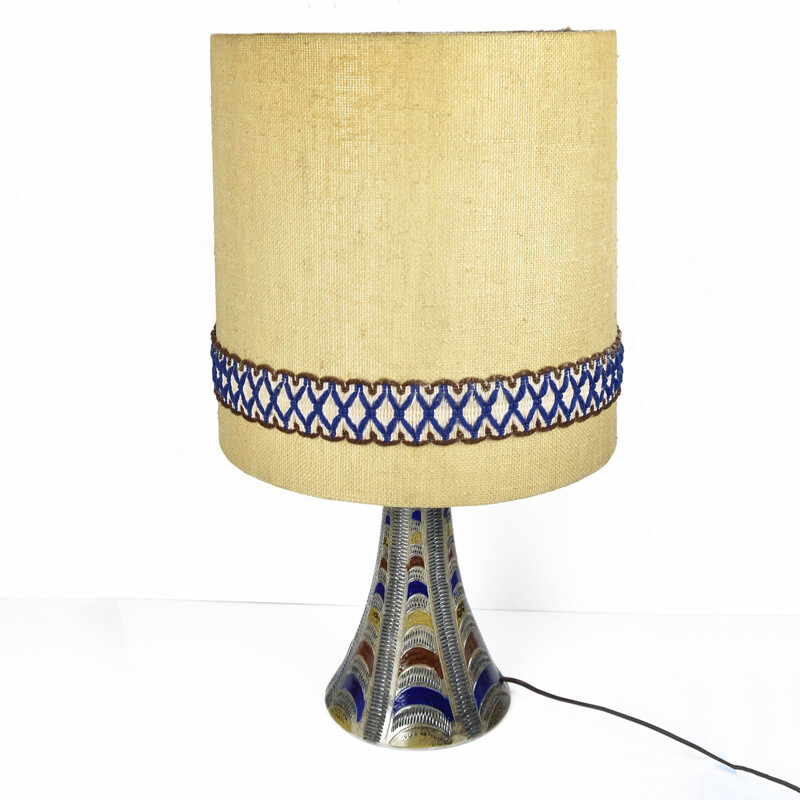 Vintage german lamp in fabric and ceramics 1960