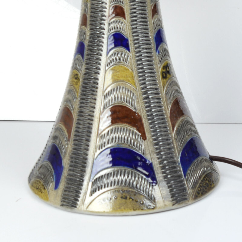 Vintage german lamp in fabric and ceramics 1960