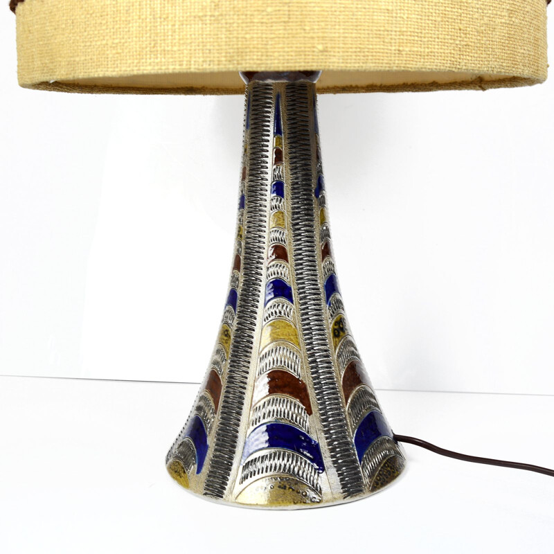 Vintage german lamp in fabric and ceramics 1960