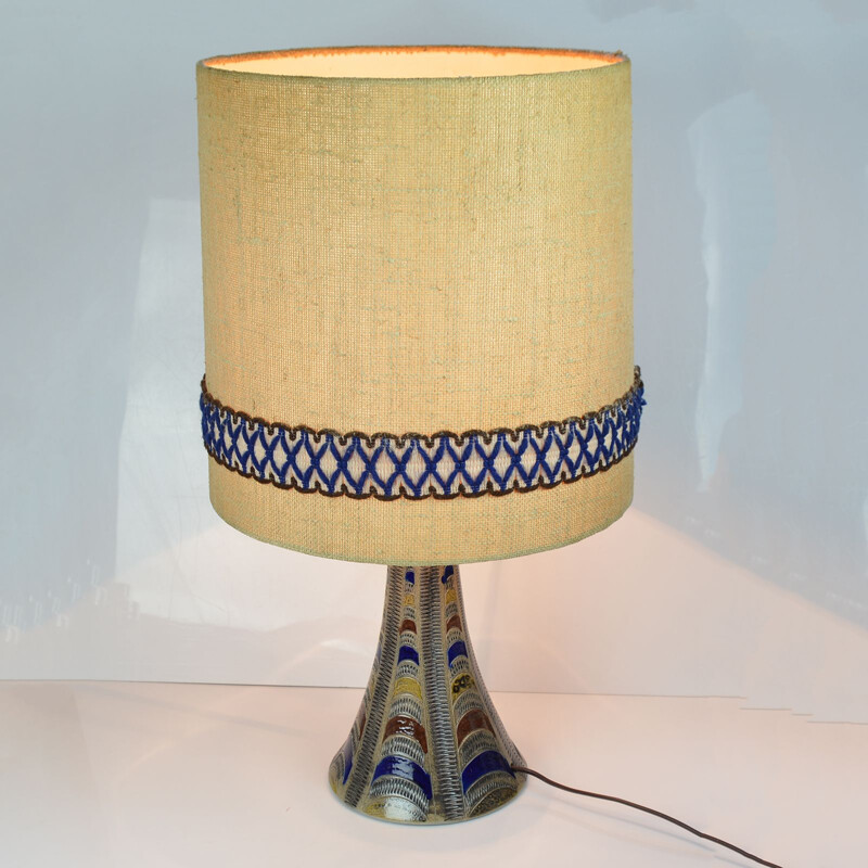 Vintage german lamp in fabric and ceramics 1960