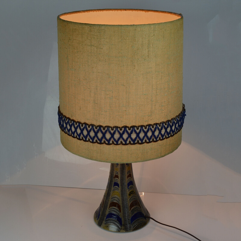 Lampe vintage allemande en tissu et céramique 1960