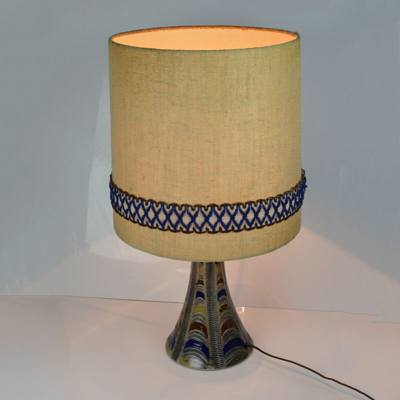 Vintage german lamp in fabric and ceramics 1960