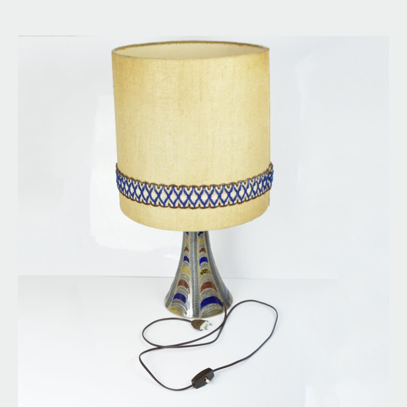 Lampe vintage allemande en tissu et céramique 1960