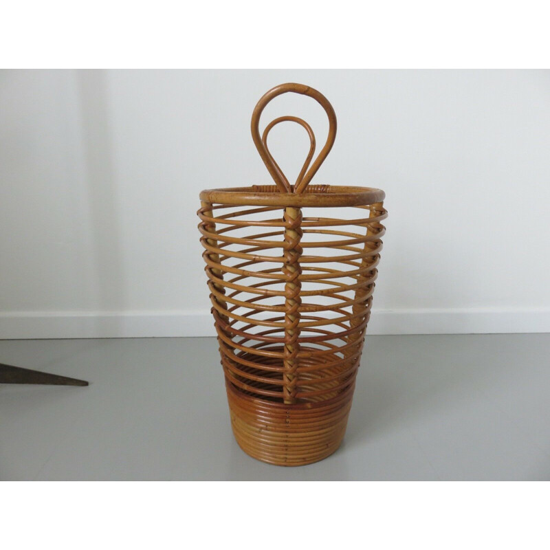 Vintage umbrella holder in rattan from the 60s