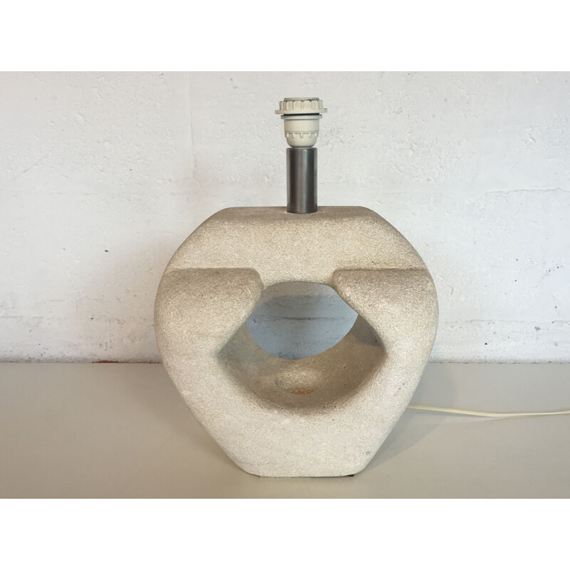 Vintage table lamp in stone by Albert Tormos, France, 1970