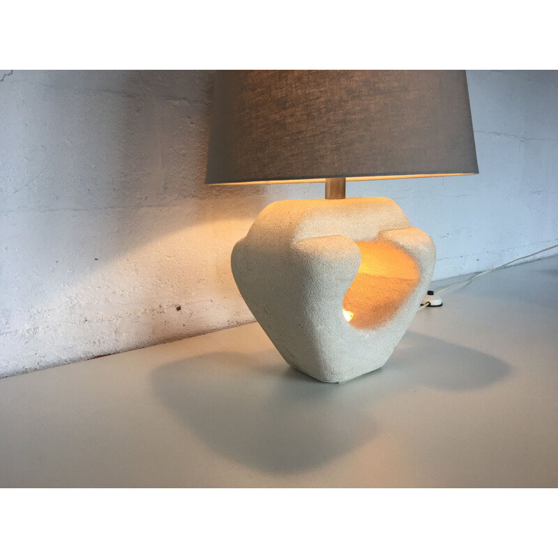 Vintage table lamp in stone by Albert Tormos, France, 1970