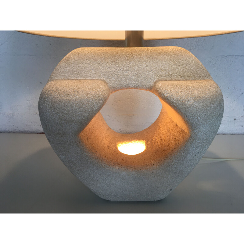 Lampe de table vintage en pierre par Albert Tormos, France,1970