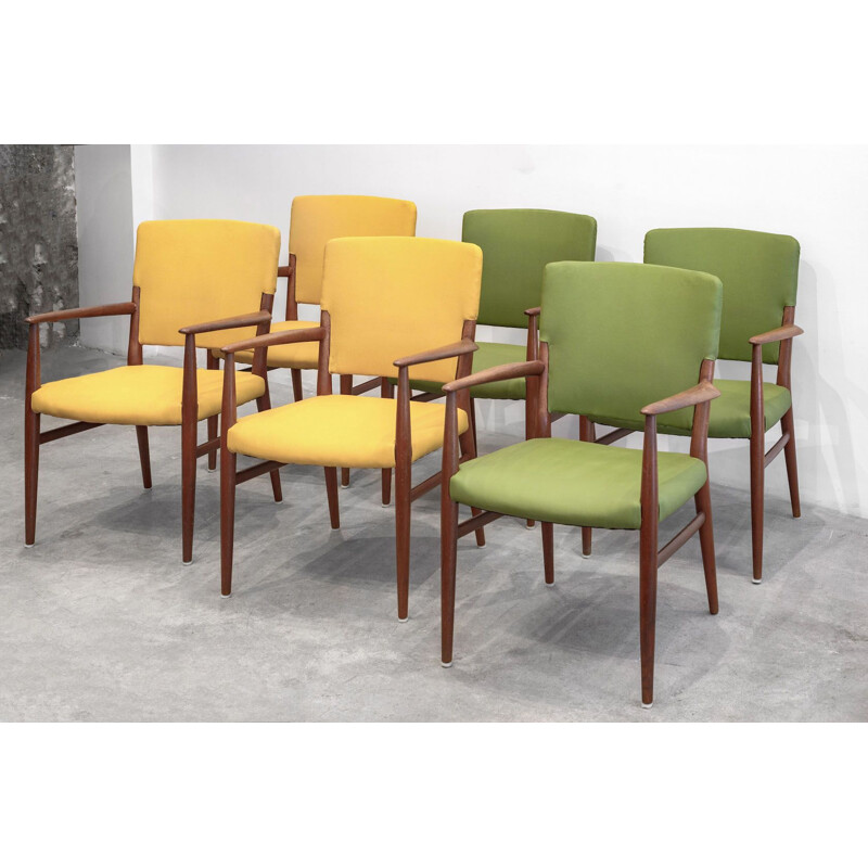Set of 6 Scandinavian armchairs from the 60s