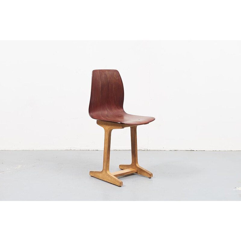 Ensemble de 4 chaises vintage en hêtre par Adam Stegner 1960