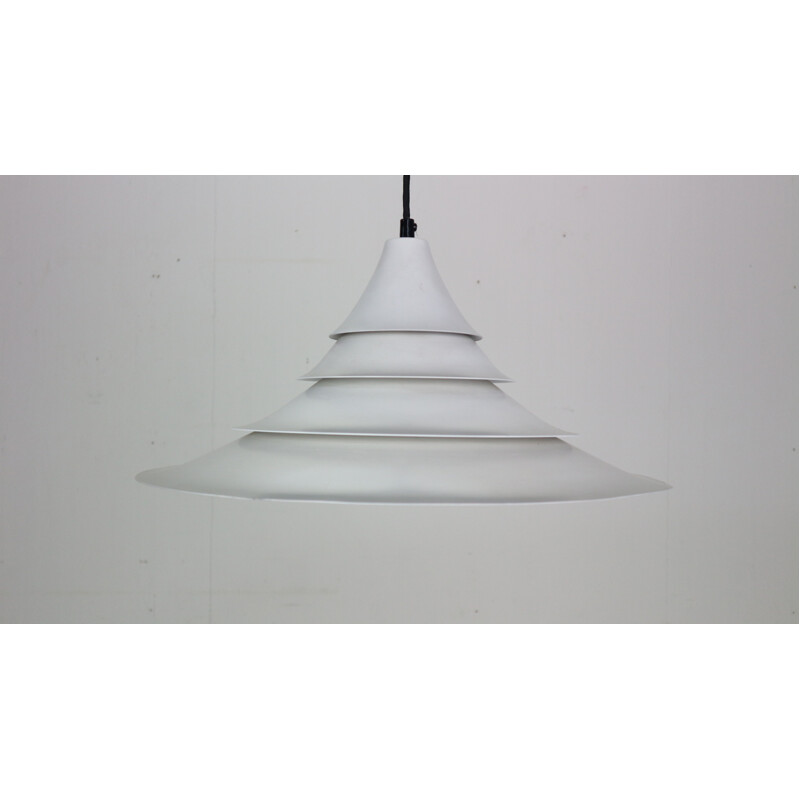 Vintage white metal pendant lamp, Denmark 1960