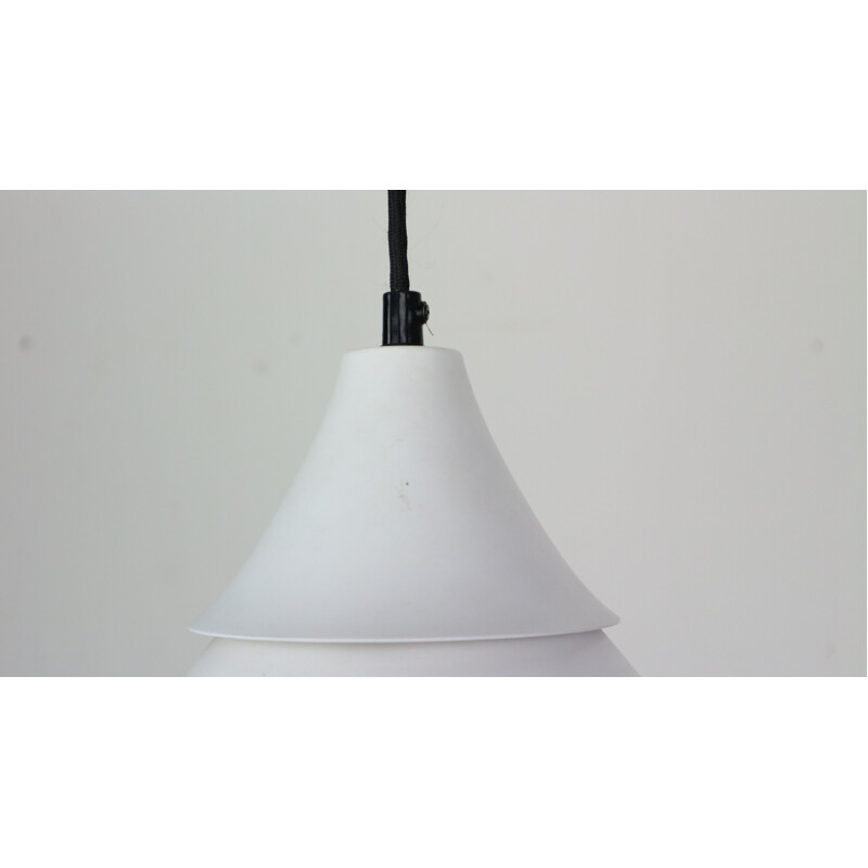 Vintage white metal pendant lamp, Denmark 1960