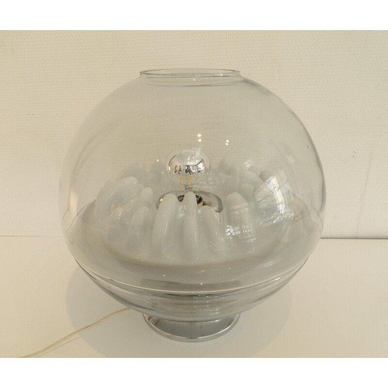 Lampe globe space age en verre de murano 1970