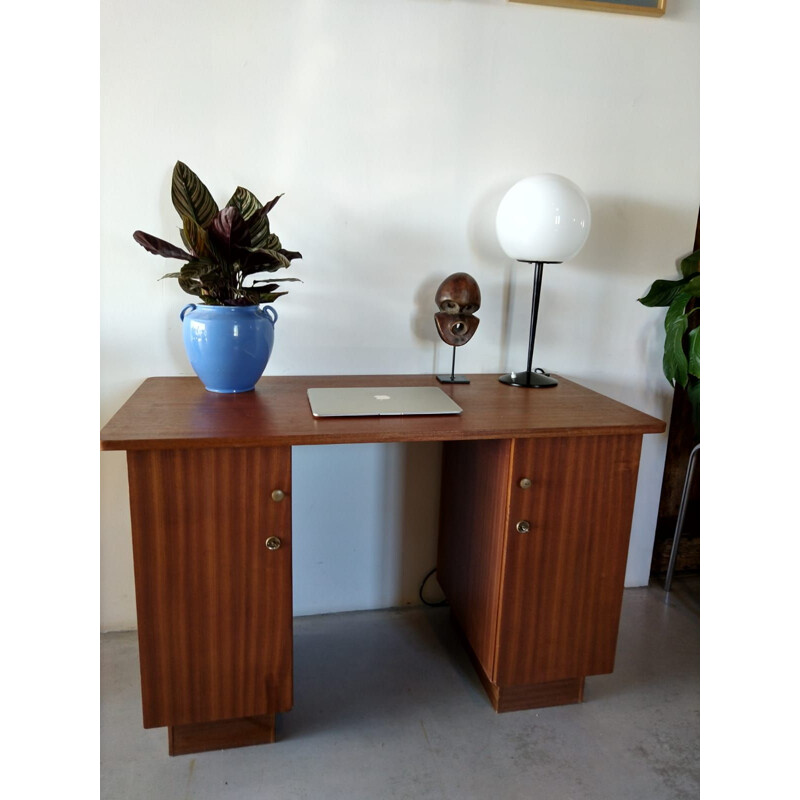 Vintage desk in dark wood 1960