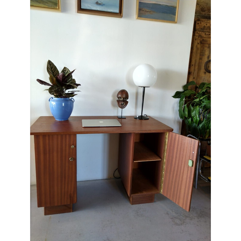 Vintage desk in dark wood 1960