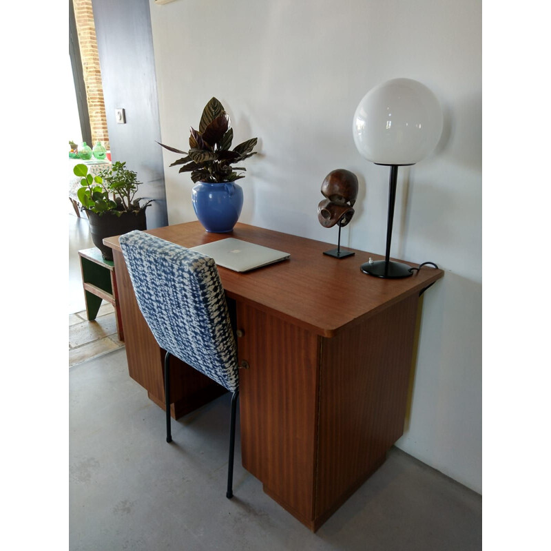 Vintage desk in dark wood 1960