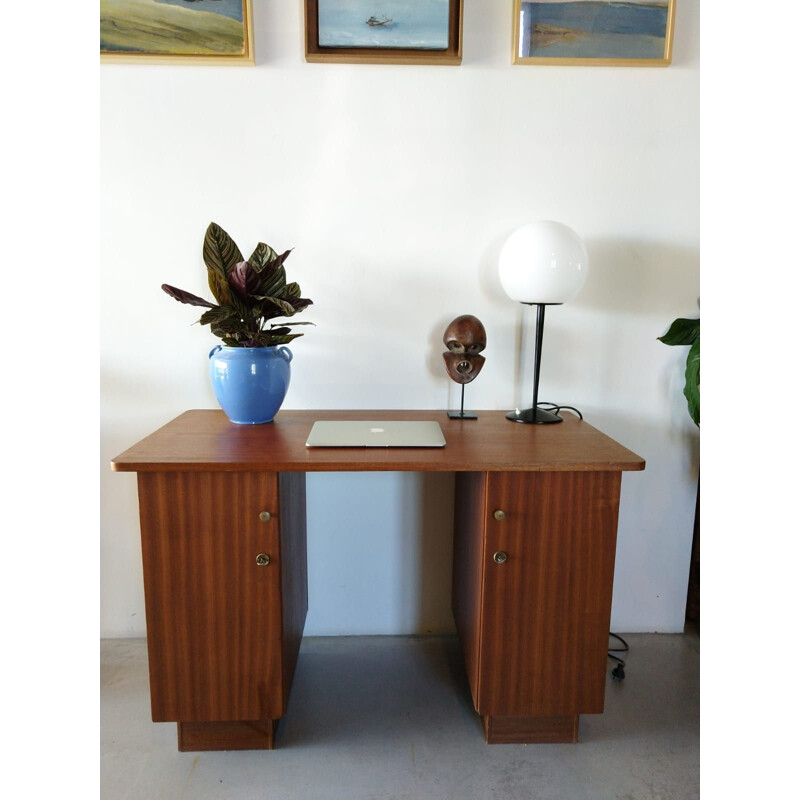 Vintage desk in dark wood 1960