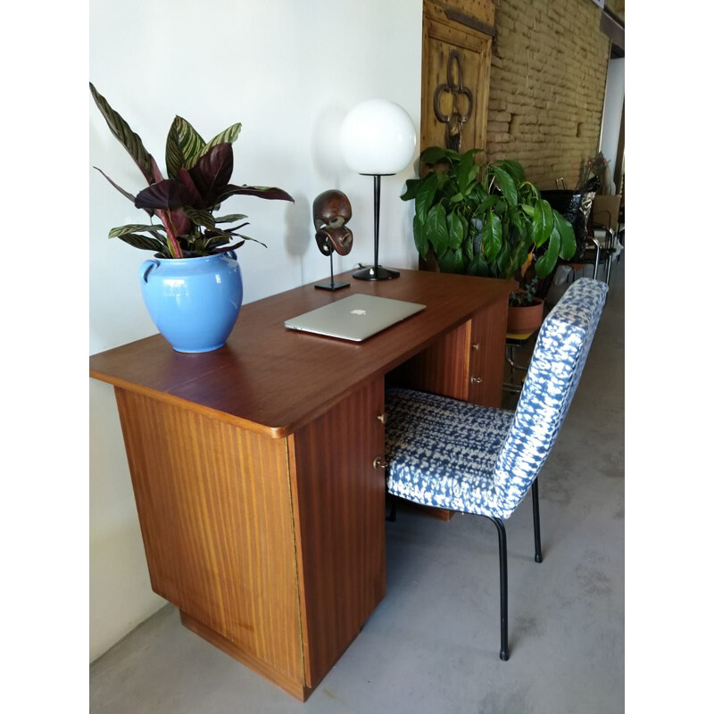 Vintage desk in dark wood 1960