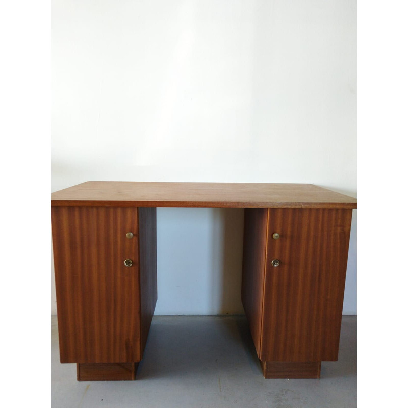 Vintage desk in dark wood 1960