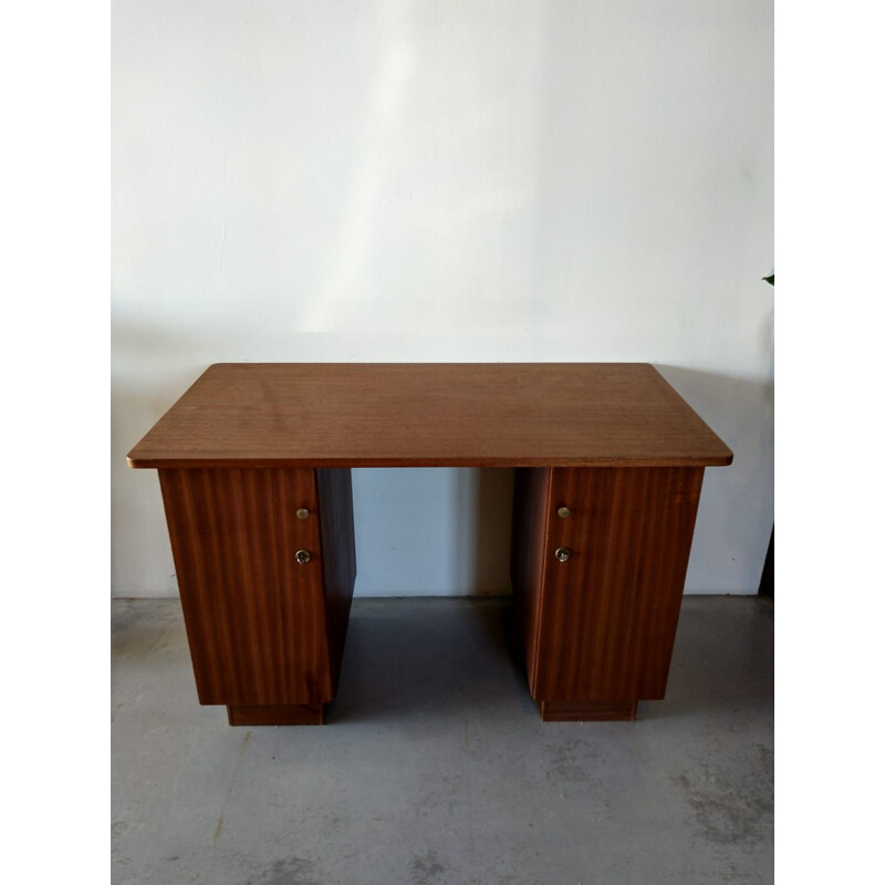 Vintage desk in dark wood 1960