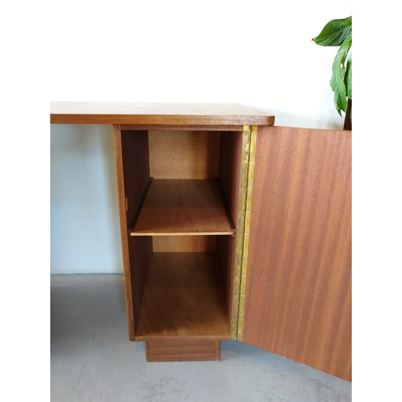 Vintage desk in dark wood 1960