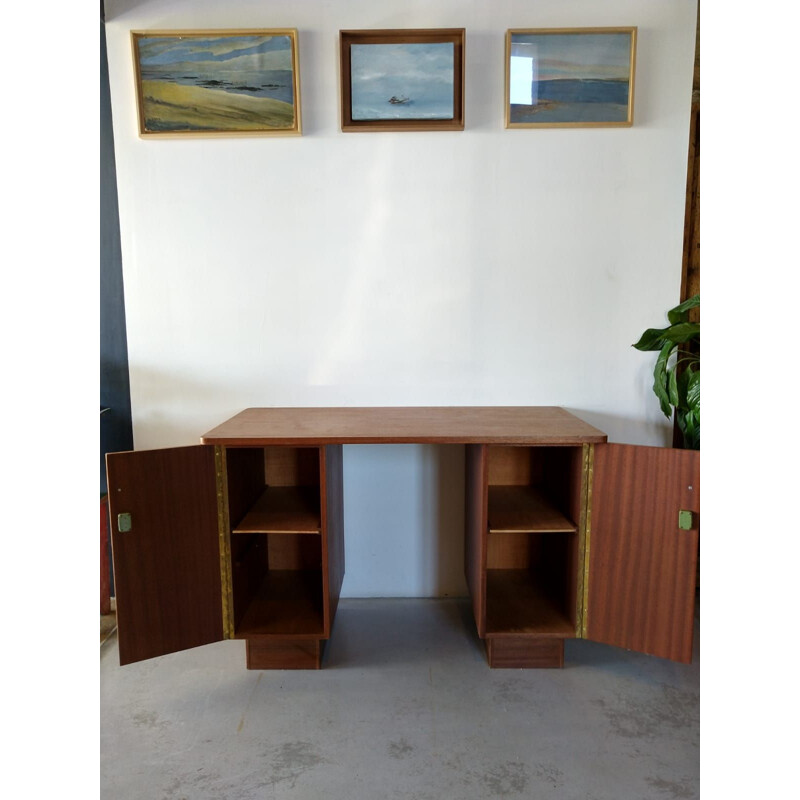 Vintage desk in dark wood 1960