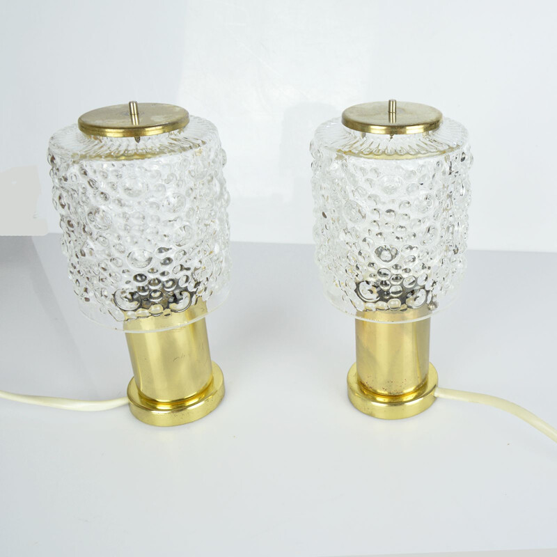 Pair of vintage night lights Kamenický Šenov Czechoslovakia 1970s