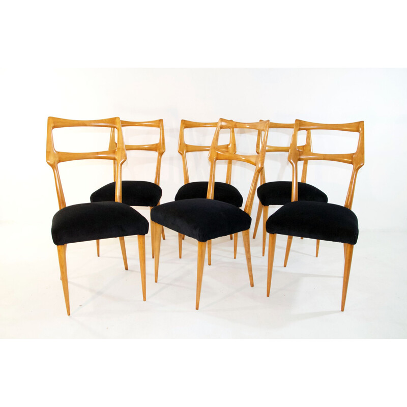 Conjunto de 6 cadeiras de jantar vintage Itália 1950