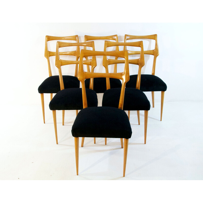 Set of 6 vintage dining chairs Italy 1950s