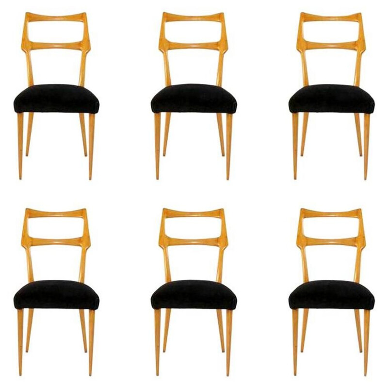 Set of 6 vintage dining chairs Italy 1950s