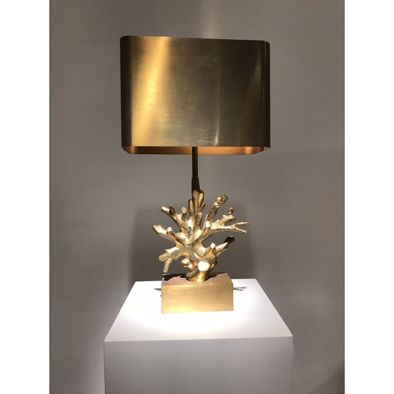 Lampe vintage Corail par Maison Charles en bronze 1970