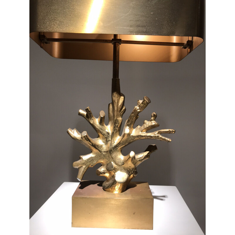 Lampe vintage Corail par Maison Charles en bronze 1970
