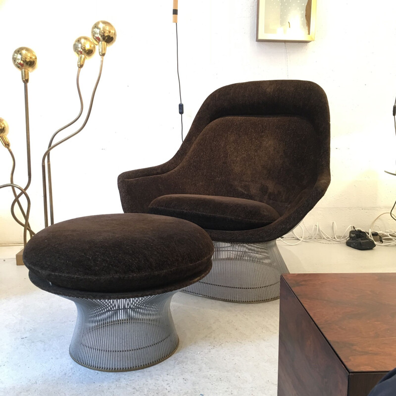 Vintage armchair and ottoman by Warren Platner Knoll Edition 1960