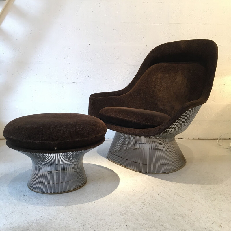 Vintage armchair and ottoman by Warren Platner Knoll Edition 1960