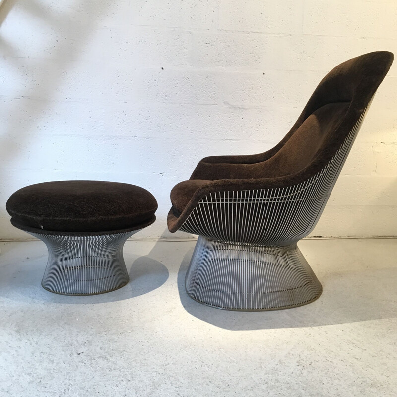 Vintage armchair and ottoman by Warren Platner Knoll Edition 1960